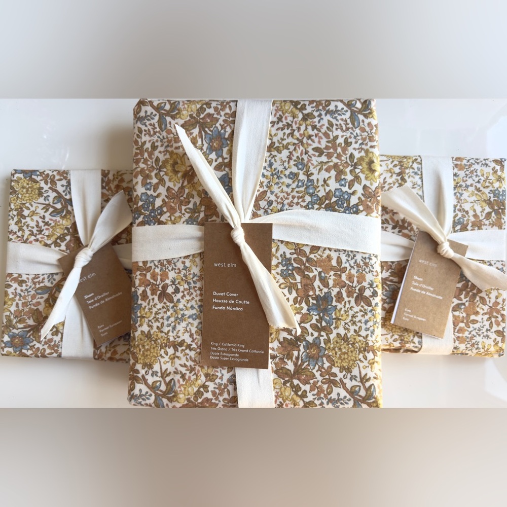 West Elm Frankie Floral Reversible Duvet Cover & Euro Shams, NWT, Retail $247